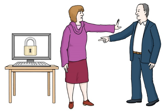 Illustration zum Datenschutz - Frau und Mann 