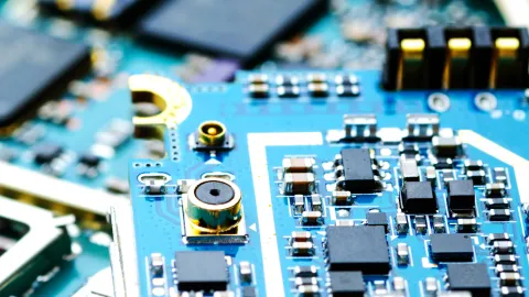 Disassembled electronic boards with chips