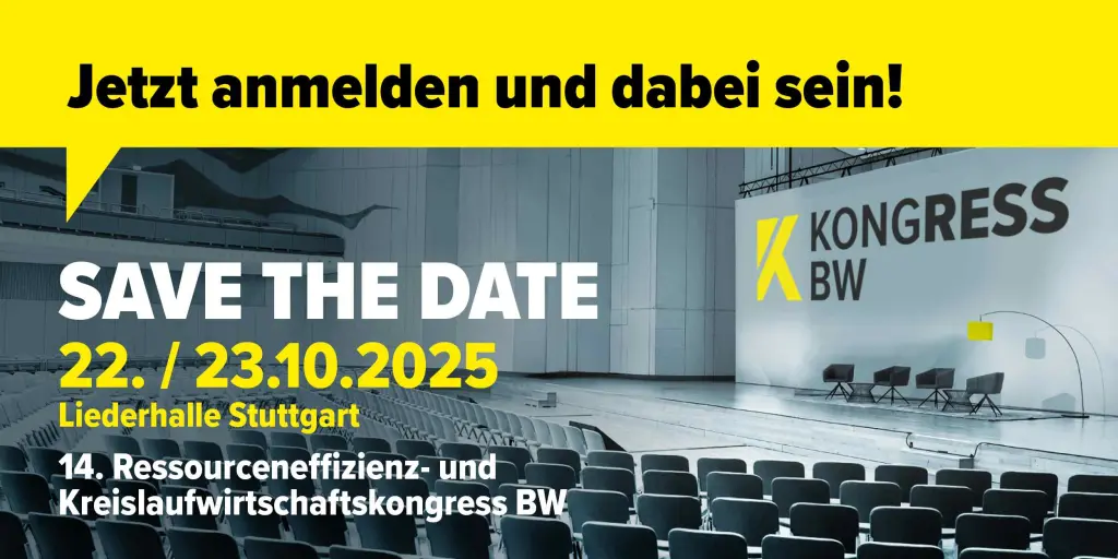 Bild einer großen bestuhlten Halle mit leeren Plätzen und dem Titel Save the Date 22./23. Oktober. Jetzt anmelden und dabei sein!