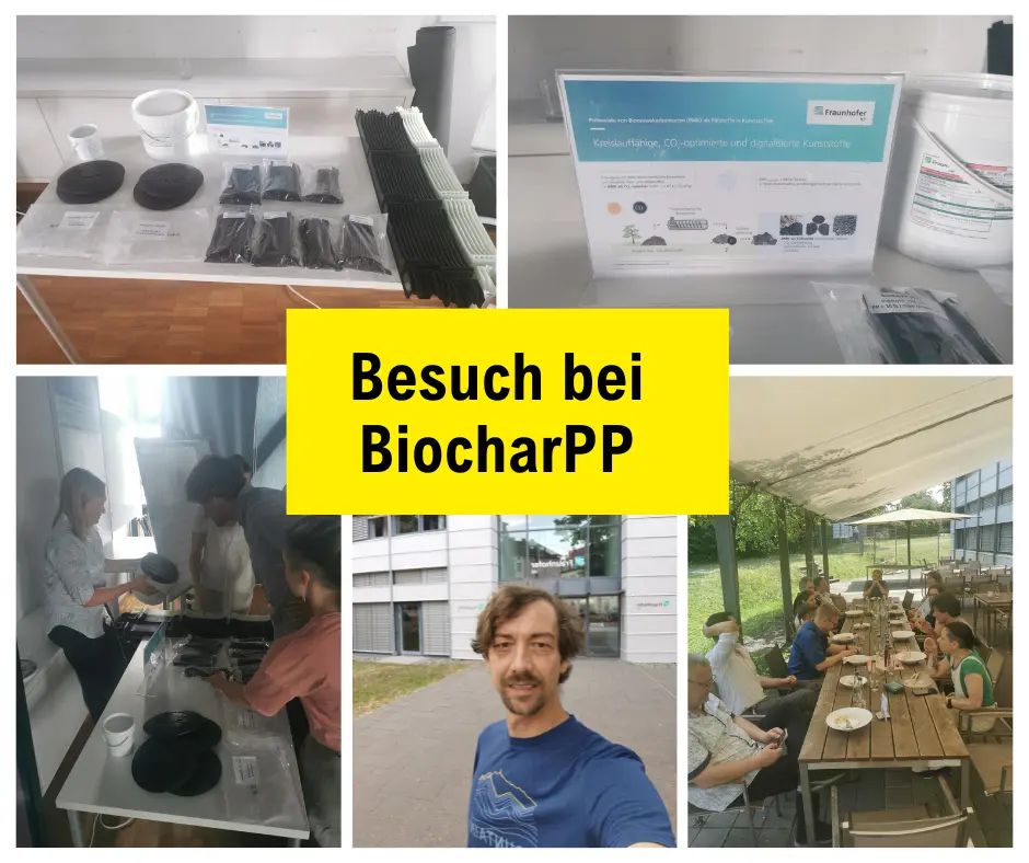 Bild-Collage vom Besuch beim Fraunhofer BiocharPP Projekt
