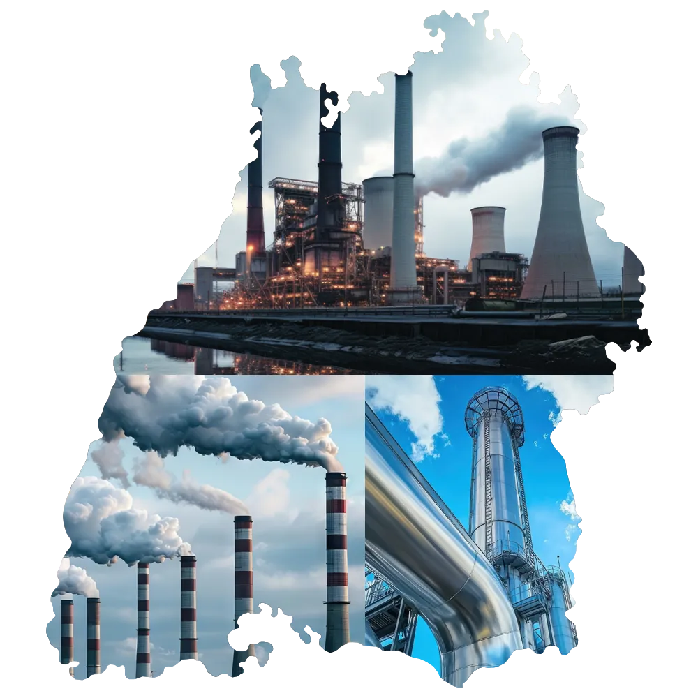 BaWÜ Karte gefüllt mit Bildern zu Carbon Management
